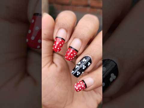 Mickey Mouse nail art💅💅💅💅 ❤🤍🖤💅💅💅💅💅💅