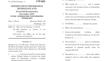 CIT - 002  December 2021 Question Paper