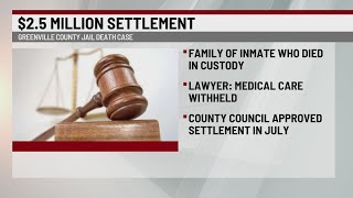 $2.5 Million Settlement Approved in Greenville County Jail Death Case