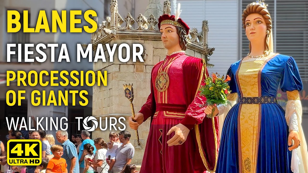 4K Blanes (Catalonia, Spain) Procession of Giants Walking Tour • July 2022