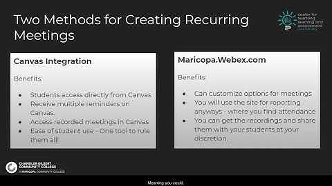 Recurring Meetings Cisco Webex In Canvas & "Attendance Report"