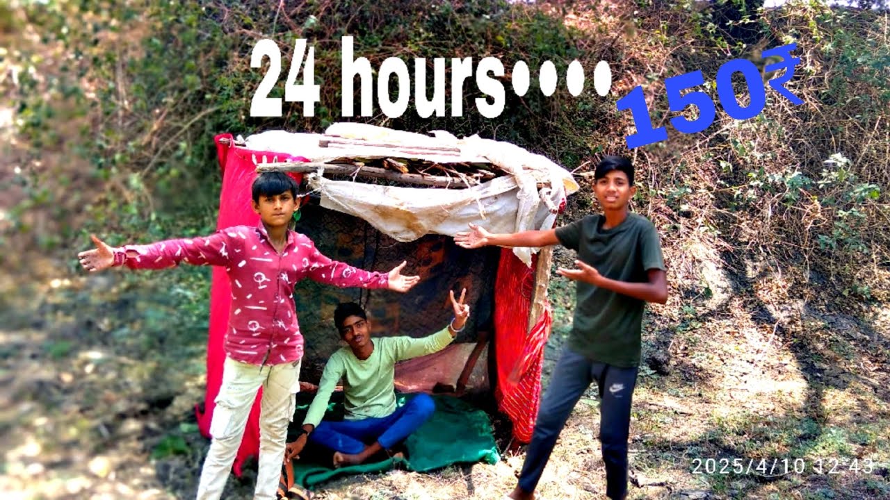 24 hours in camping house survival challenge - YouTube