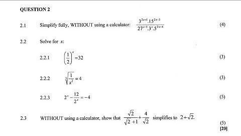 EXPONENTS AND SURDS GRADE 11 VIDEO 01 of 4 (November 2019, DBE Paper 1)