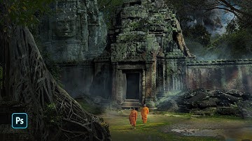 Creating a Budha Temple in Photoshop |  Matte painting in Photoshop !