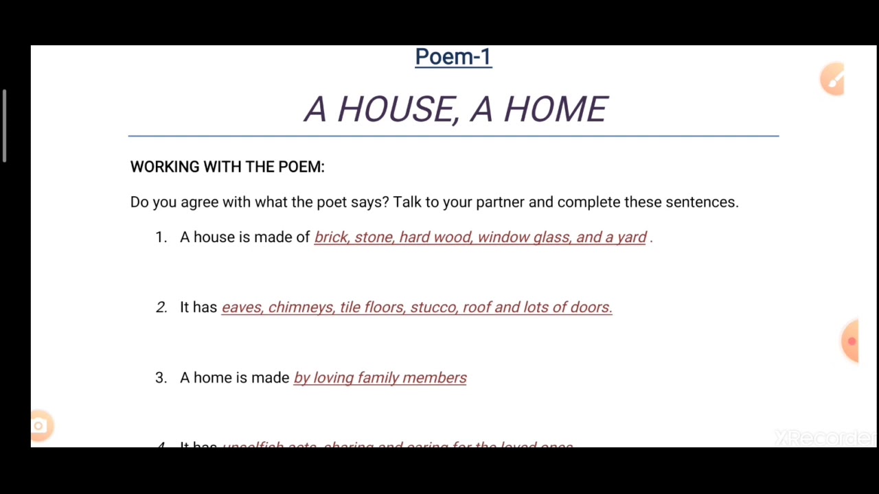 homework poem questions answers