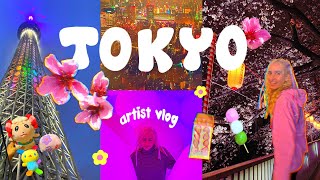 Japan artist vlog part 1: TOKYO ☆ cherry blossoms, art supply haul, crane games, teamLab, skytree ☆