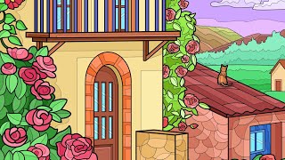 House with Rose Garden #heycolor #paintbynumbers #Colorwithme #relaxing #coloring #Video #gameplay