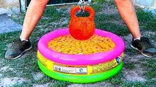 EXPERIMENT: Glowing 1000 degree KETTLEBELL vs 600 EGGS