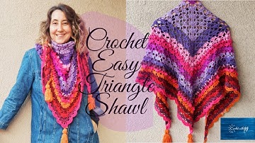 Crochet Easy Triangle Shawl/Beginner Friendly Tutorial