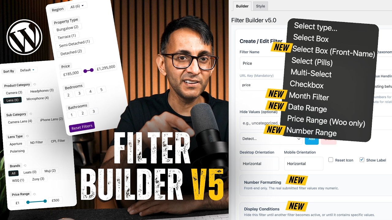 NEW Tools added to the Filter Builder V5 - Free WordPress - YouTube