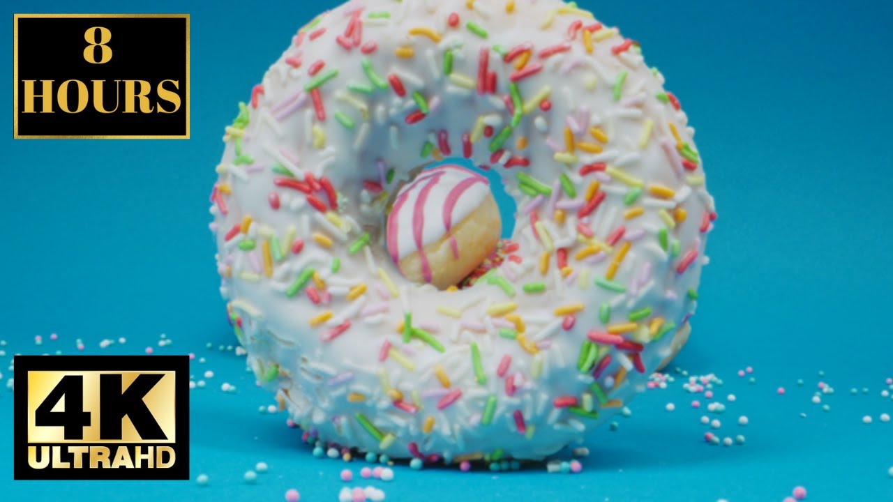 Delicious Cake Donuts Wallpaper Screensaver Background 4K 8 HOURS