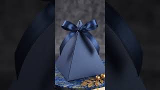 Luxury Navy Blue Pyramid Favor Box | Elegant Wedding & Event Gift Packaging | JIMIT CARD
