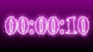 10 Sec Digital Timer Count Up Neon Purple Black Background 4K