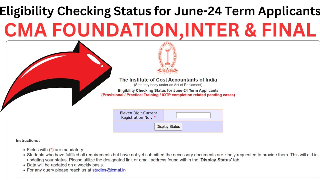 check Your Eligibility Status For CMA Exam June 2024 | CMA foundation ...