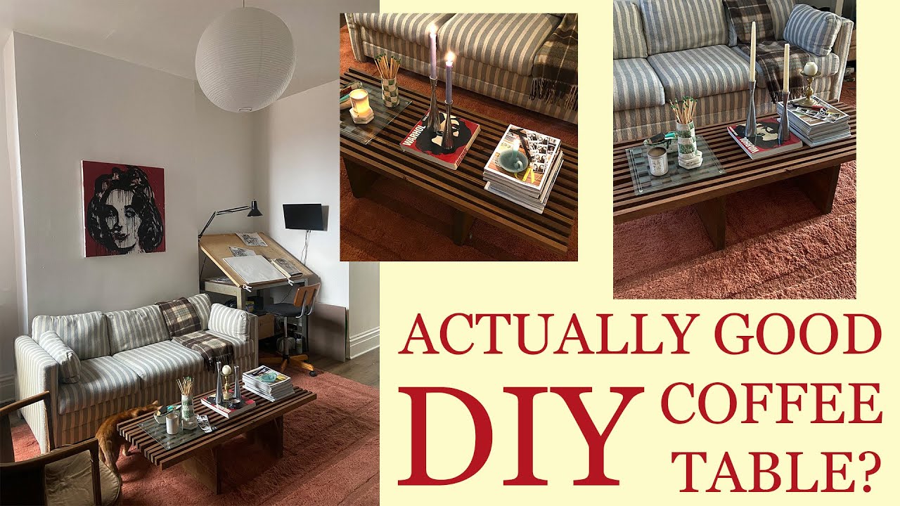 living room updates | DIY mcm coffee table - YouTube