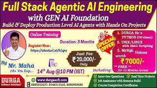 Full Stack Agentic AI Engineering with GEN AI Foundation Online Training @ DURGASOFT