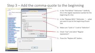 Using Regular Expressions to manage lists in SSMS