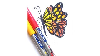 How to draw butterfly very easy | monarch butterfly drawing | brush pen art #shorts #satisfying