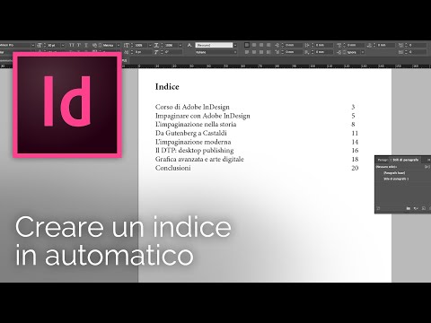 Creare un indice in automatico con Adobe InDesign