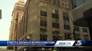 Streets, sidewalks near Carew Tower reopened after falling debris caused closures