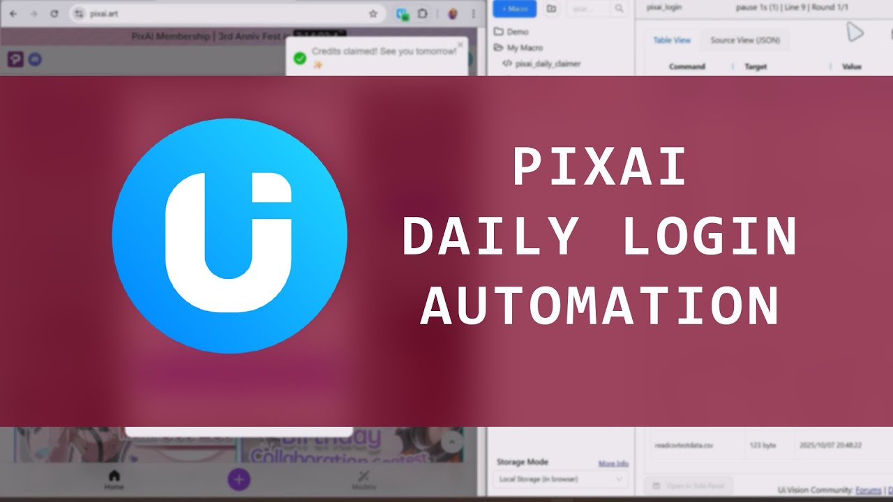 Automate PixAI Daily Credits with UI Vision - YouTube