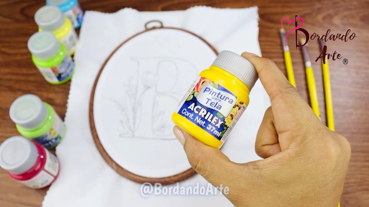 BORDADO A MANO Y PINTURA TEXTIL abecedario LETRA B | HAND EMBROIDERY EASY PAIT TEXTILE