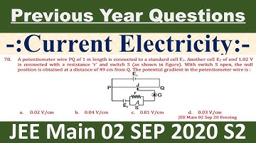 A potentiometer wire PQ of 1 m length is connected to a standard cell E1. Another cell E2 of emf 1
