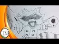 Drawing Rocket Raccoon from Guardians of the Galaxy with Timelapse - Trinankur Neogi