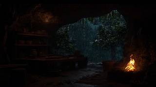 Sleep Fast (No Ads)😴🌧 Rainstorm, Heavy Thunder Sounds 🔥Bonfire Sounds and for Stress Relief
