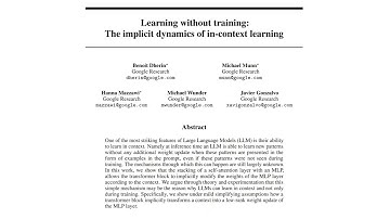 Learning without training: The implicit dynamics of in-context learning
