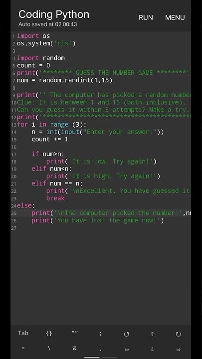 Guess the number in 3 attempt, python code #shorts #python #trending # ...