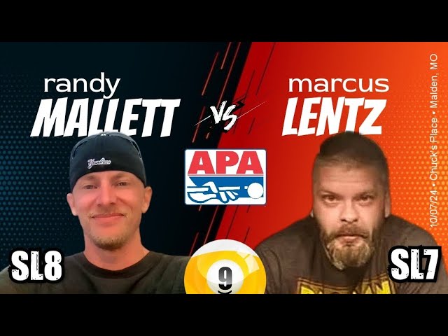 Image of video the APA 9-Ball Match | Randy Mallett (SL8) vs Marcus Lentz (SL7) 8