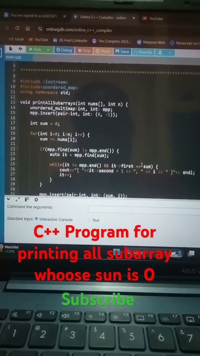 C++ Program for all subarray sum 0 in #array #coding #ytshorts #shorts ...