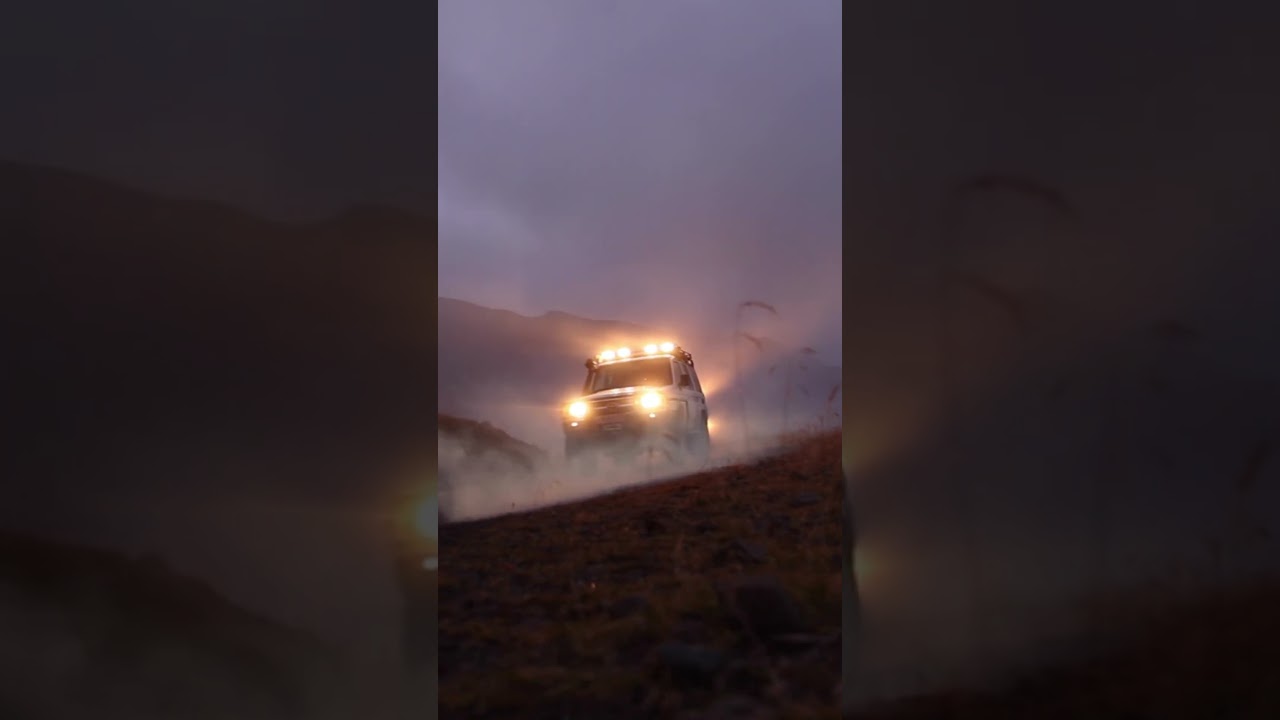 SUV's Off Roading in the Night 