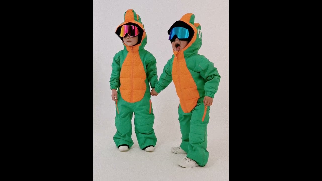 Winter Kids Snow Jumpsuits Outdoor Activities, Kids Cute Animal Dragon Warm Waterproof Snowsuit Sale