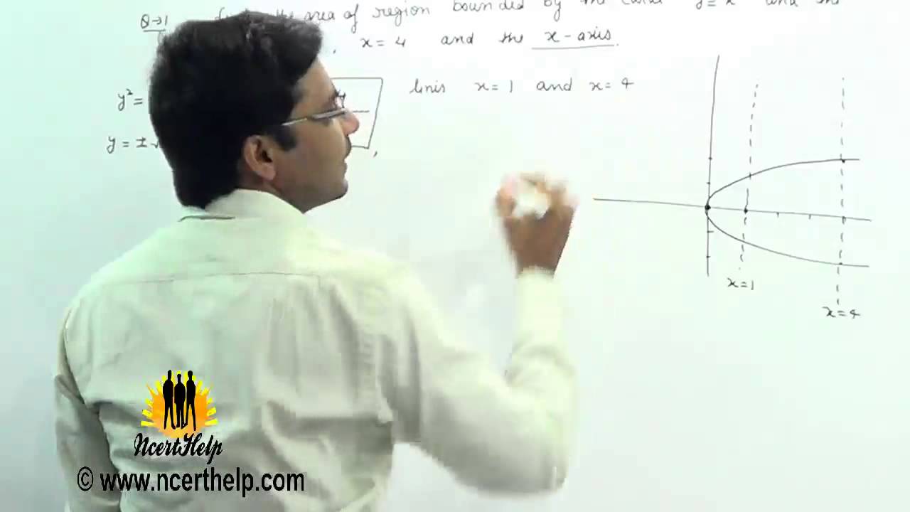 Find The Area Of The Region Bounded By The Curve Y 2 X And The Lines X 1 X 4 And The X Axis Youtube