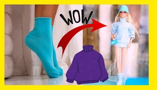 Barbie DIY Sweater from Socks: Upgrade Your Dolls Style With These Crafty Ideas♥️✂️ @saradolls