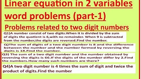 linear equation in two variables(problems related to two digit numbers)