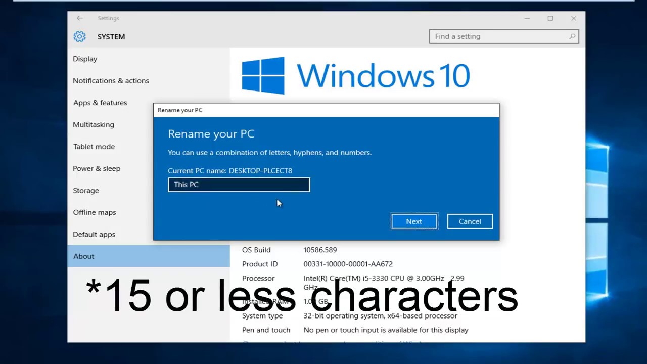 How To Change Your Usernamecomputer Name In Windows 10 Youtube