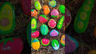 Stone Art: Watermelon and Avocado Painted Nature's artistry at its best. 🎨🍉🥑 #StonePainting