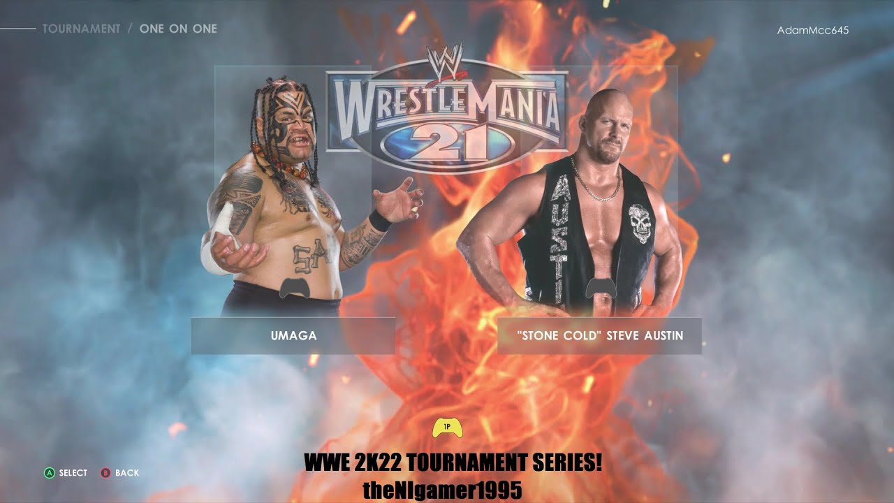 UMAGA vs STONE COLD 1st round extreme rules match! WWE 2K22 tournament series!