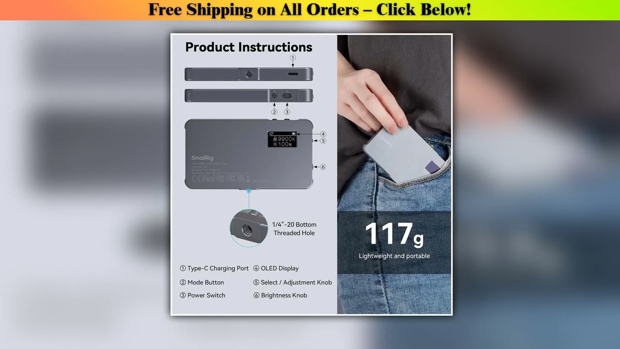 SmallRig P96L RGB Video Light Portable Metal LED Camera Light, 2500-9000K CRI 96+ Photo and Video