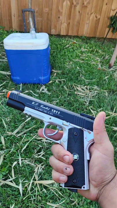 Wg us combat 1911 airsoft pistol shooting glass bottle #airsoft #airsoftpistols #gunshorts#shopping