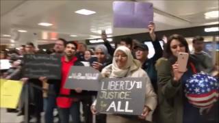 IMMIGRATION EMERGENCY STAY: Dulles Airport Protesters "NO HATE, NO FEAR, REFUGEES ARE WELCOME HERE"