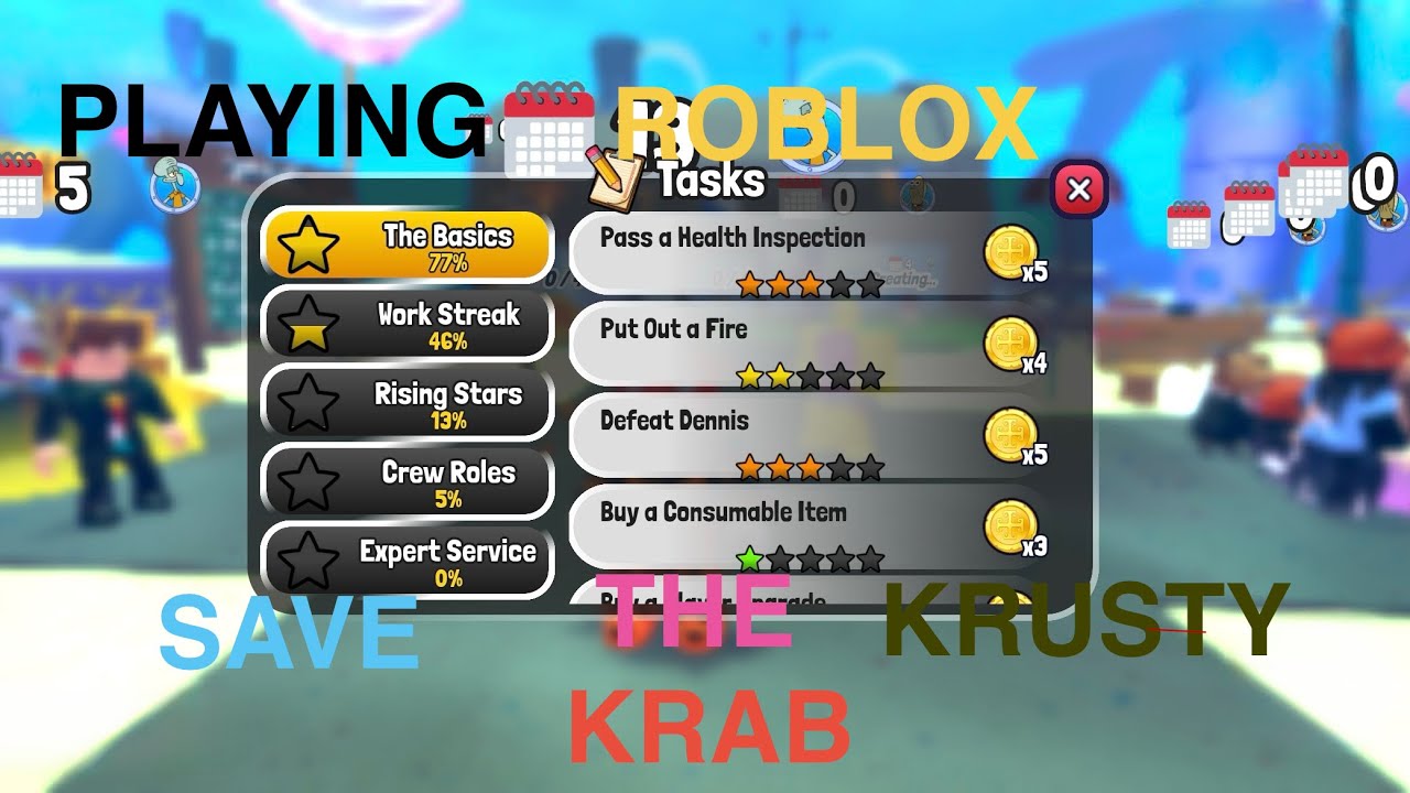 Playing the NEW Update in ROBLOX Save The Krusty Krab!!! (Achievement's Update)