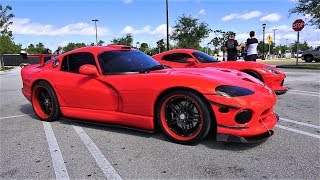 2016 Dodge Viper GTC & 1997 Dodge Viper GTS Two Red Monsters Start up Revs and Drive 4K UHD