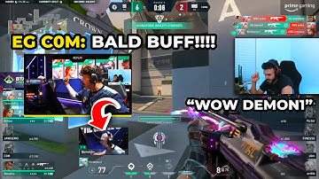 Tarik Reacts to EG C0M saying "BALD BUFF!" after Demon1 Gets a 4k on This Round vs. NRG...