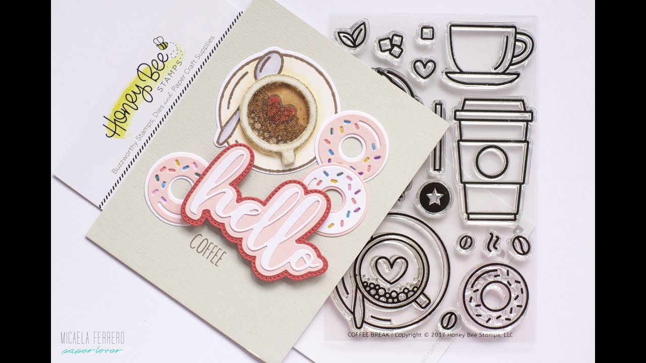 Tarjeta para cafeteras con Honey Bee Stamps y Honey Cuts paper mache