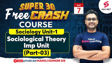 UGC NET Sociology Free Crash Course | Unit 1 Sociological Theory Revision (Part-3) | Manoj Sir