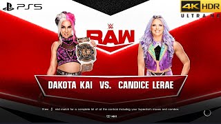 WWE 2K22 (PS5) - CANDICE LERAE vs DAKOTA KAI | RAW, NOV. 28, 2022 [4K 60FPS HDR]